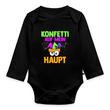 Karnevalskostüm Karnevalist Fasching Karneval - Baby Bio-Langarm-Body - Schwarz - Vorne