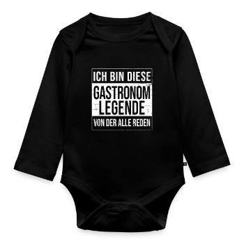 Restaurant Wirt Koch Geburtstag geboren Legende - Baby Bio-Langarm-Body - Schwarz - Vorne