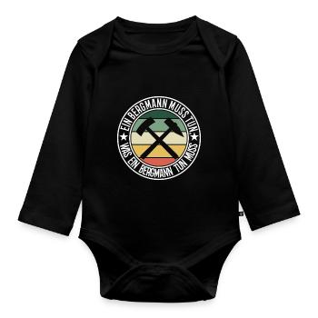 Ein Bergmann muss tun - Baby Bio-Langarm-Body - Schwarz - Vorne