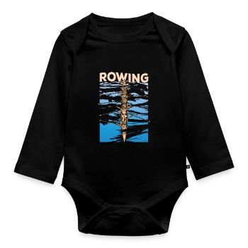 Rowing Rowing Rowing Rowing Rowing - Organic Longsleeve Baby Bodysuit - black - Front