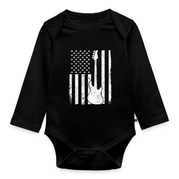 Musicien de guitare basse - Body Bébé bio manches longues - noir - Devant