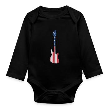 Musiciens de guitare basse - Body Bébé bio manches longues - noir - Devant