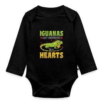 Just one more Iguana I promise - Baby Bio-Langarm-Body - Schwarz - Vorne