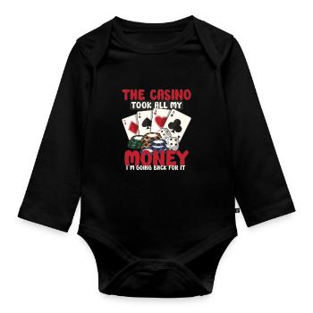 Poker Casino Joueur de poker Jeu de Roulette Cadeau - Body Bébé bio manches longues - noir - Devant