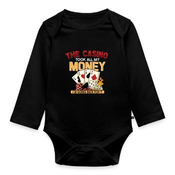 Poker Casino Joueur de Poker Jeu Roulette Cadeau - Body Bébé bio manches longues - noir - Devant