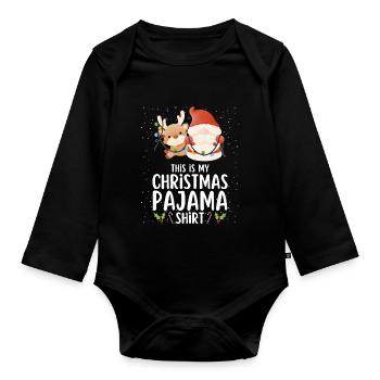 Christmas Pajamas Pajamas Sleepshirt - Organic Longsleeve Baby Bodysuit - black - Front
