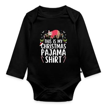 Pyjama de Noël Pyjama Chemise de nuit - Body Bébé bio manches longues - noir - Devant