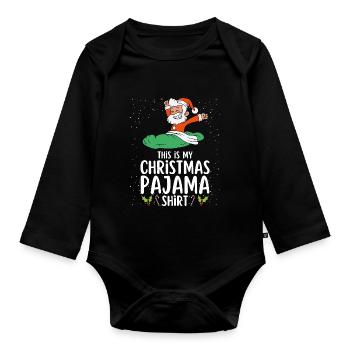 Christmas Pajamas Pajamas Sleepshirt - Organic Longsleeve Baby Bodysuit - black - Front