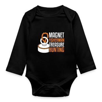Magnet Fisherman Magnetic Fishing Treasure Hunt - Organic Longsleeve Baby Bodysuit - black - Front