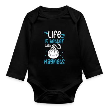 Magnetfischer Magnetangeln Schatzsuche - Baby Bio-Langarm-Body - Schwarz - Vorne