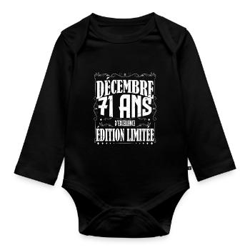 meilleur Cadeau d'anniversaire, Décembre 71 Ans. - Body Bébé bio manches longues - noir - Devant