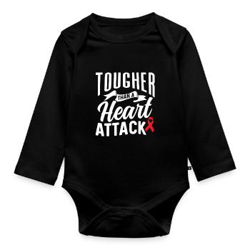 Harder than a heart attack Heart attack Heart attack - Organic Longsleeve Baby Bodysuit - black - Front