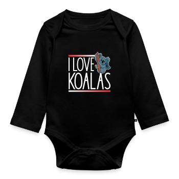I Love Koalas Cute Koala Koala Bear Animal - Organic Longsleeve Baby Bodysuit - black - Front