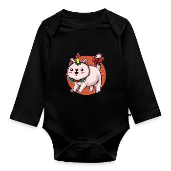 Moche pull de Noël Tshirt chat de Noël - Body Bébé bio manches longues - noir - Devant