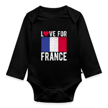 Frankreich Souvenir - Baby Bio-Langarm-Body - Schwarz - Vorne
