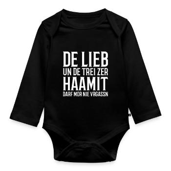 Erzgebirge Liebe Mundart Treue Heimat - Baby Bio-Langarm-Body - Schwarz - Vorne