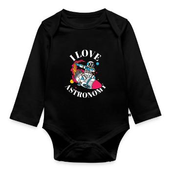 J’adore l’astronomie Astronaute spatial - Body Bébé bio manches longues - noir - Devant