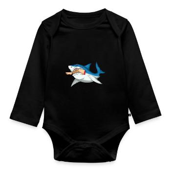 Leg surgery wheelchair lost leg - Organic Longsleeve Baby Bodysuit - black - Front
