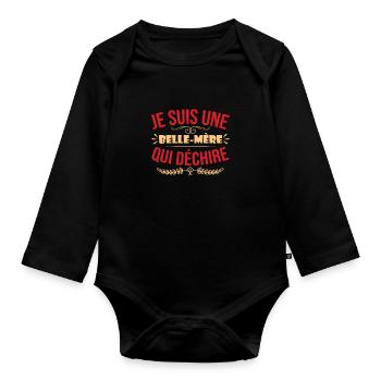 Je Suis Une Belle Mère Qui Déchire - Body Bébé bio manches longues - noir - Devant