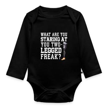 Leg surgery wheelchair lost leg - Organic Longsleeve Baby Bodysuit - black - Front