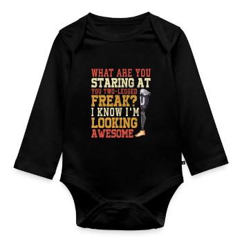 Leg surgery wheelchair lost leg - Organic Longsleeve Baby Bodysuit - black - Front