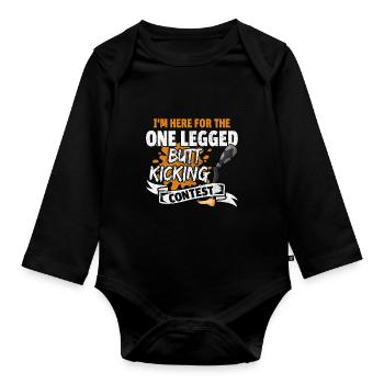 Leg surgery wheelchair lost leg - Organic Longsleeve Baby Bodysuit - black - Front
