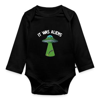 Leg surgery wheelchair lost leg - Organic Longsleeve Baby Bodysuit - black - Front