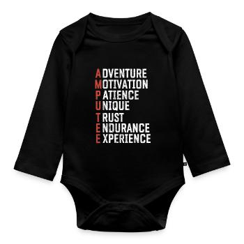 Leg surgery wheelchair lost leg - Organic Longsleeve Baby Bodysuit - black - Front