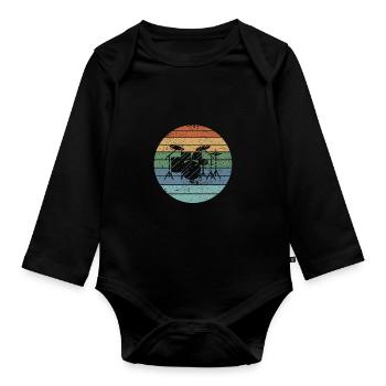 Schlagzeug spielen Retro - Baby Bio-Langarm-Body - Schwarz - Vorne