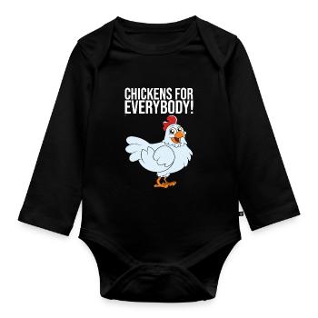 Des poulets pour tous - Body Bébé bio manches longues - noir - Devant