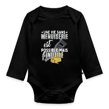 Une Vie Sans Menuiserie Menuisier - Body Bébé bio manches longues - noir - Devant