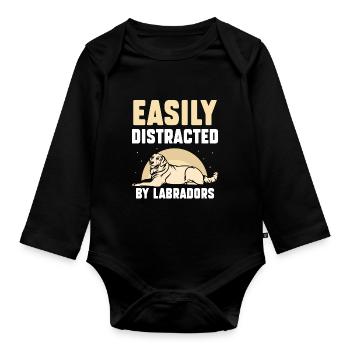 Easily Distracted By Labradors - Baby Bio-Langarm-Body - Schwarz - Vorne