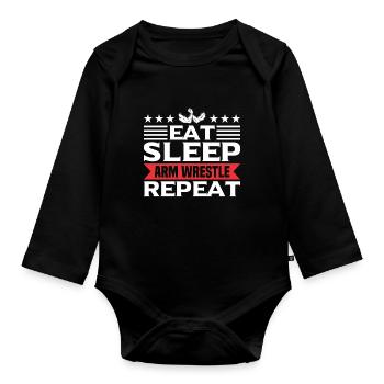 Funny Eat SLeep Arm Wrestling Repeat For Arm Wrest - Baby Bio-Langarm-Body - Schwarz - Vorne