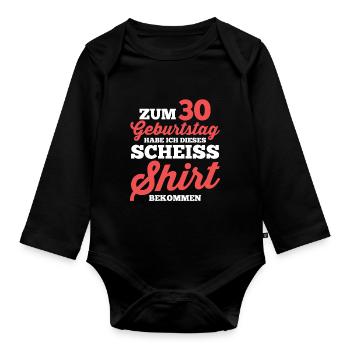 Dreißig 30 Jahre Dreißigster Geburtstag - Baby Bio-Langarm-Body - Schwarz - Vorne