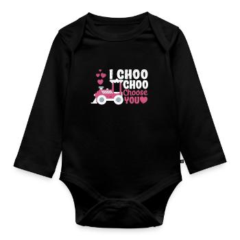 I Choo Choo Choose You Valentine’s Day Train Lover - Body Bébé bio manches longues - noir - Devant