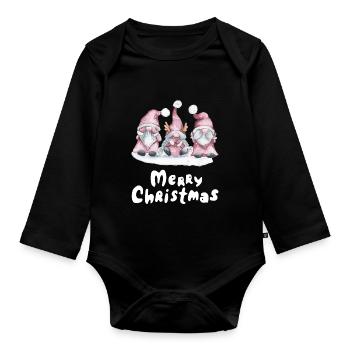 Joyeux Noël Drôle de Chemise de Noël - Body Bébé bio manches longues - noir - Devant