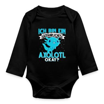 Axolotl - Baby Bio-Langarm-Body - Schwarz - Vorne