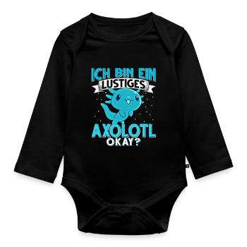 Axolotl - Baby Bio-Langarm-Body - Schwarz - Vorne