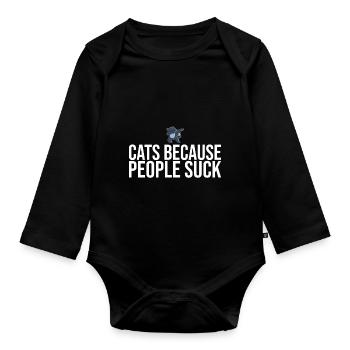 Dabbing Cat Funny Cat - Organic Longsleeve Baby Bodysuit - black - Front