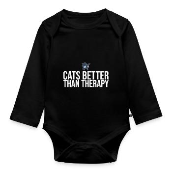 Dabbing Cat Funny Cat - Body Bébé bio manches longues - noir - Devant