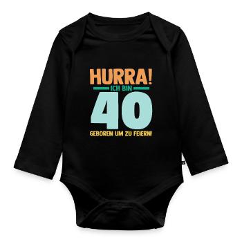 Vierzig 40 Jahre Vierzigster Geburtstag - Baby Bio-Langarm-Body - Schwarz - Vorne