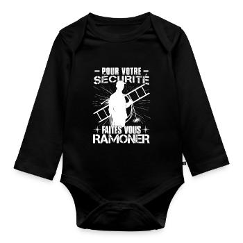 Pour Votre Sécurité Faites Vous Ramoner - Body Bébé bio manches longues - noir - Devant