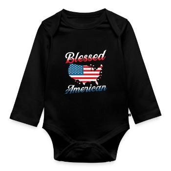 Bienheureux États-Unis Amérique États-Unis Patriotique - Body Bébé bio manches longues - noir - Devant