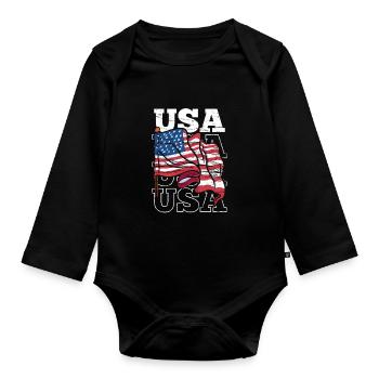 États-Unis Patriotes Américains États-Unis Amérique - Body Bébé bio manches longues - noir - Devant