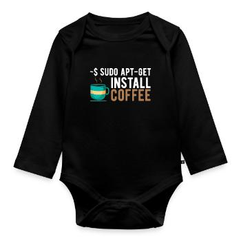 Logiciel Linux Open Source Informatique Informatique-Stu - Body Bébé bio manches longues - noir - Devant