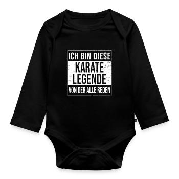 Kampfsportler Geburtstag geboren Legende Karate - Baby Bio-Langarm-Body - Schwarz - Vorne