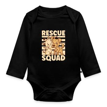 Cat RESCUE ANIMAL RIGHTS RESCUE Cat ADOPTION - Organic Longsleeve Baby Bodysuit - black - Front