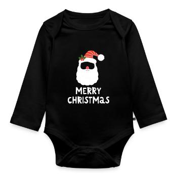 Joyeux Noël Drôle de Chemise de Noël - Body Bébé bio manches longues - noir - Devant