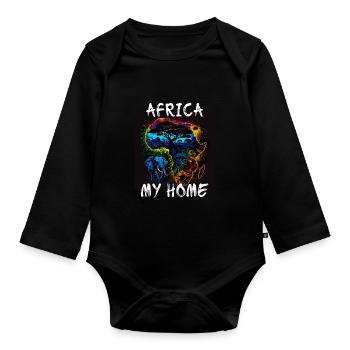 Africa, my Home 4 - Organic Longsleeve Baby Bodysuit - black - Front
