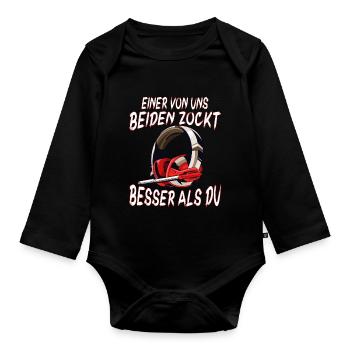 Der Controller Soll Mit Dir Sein. Videospiele - Baby Bio-Langarm-Body - Schwarz - Vorne